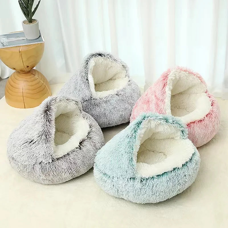 Reebay Semi-Round Shell Shape Soft Washable Solid Oxford Fabric Breathable Comfortable All-Season Pet Cave for Cats Dogs Small