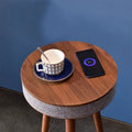 HOMEMORE Living Room Round Wood Nodic Smart Furniture Side Table Speaker Coffee Table With Speaker and Wireless Charger