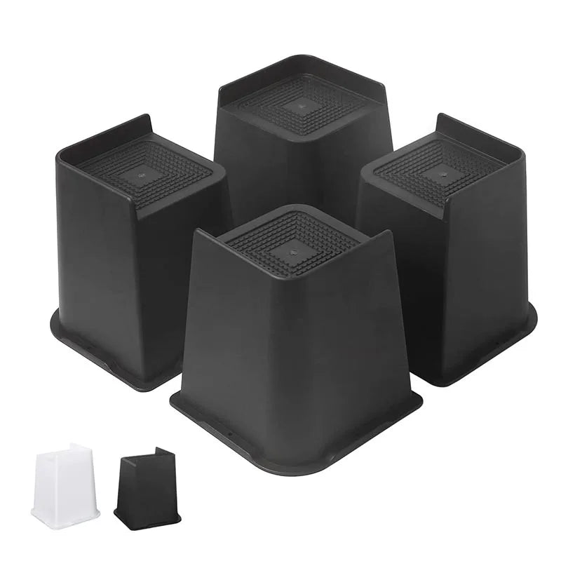 Factory Price Bed Risers L Furniture Risers 6 Inch Heavy Duty Chair Table Lifts Risers Black Bed Furniture Leg Pads
