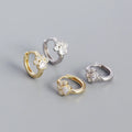 2022 NEW 925 Sterling Silver Minimalist Tiny Cz Cubic Zirconia Cat Paw Shape Hoop Earrings Jewelry