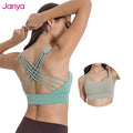 Janya Women's Cross Back Yoga Tank Top Backless Breathable Gym Fitness Clothing Shockproof High Support Sports Bra for Adults