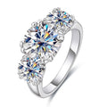 GRA D VVS 1ct 3ct Brilliant Cut Moissanite Diamond 925 Silver Ring Engagement Three Stone Ring for Women