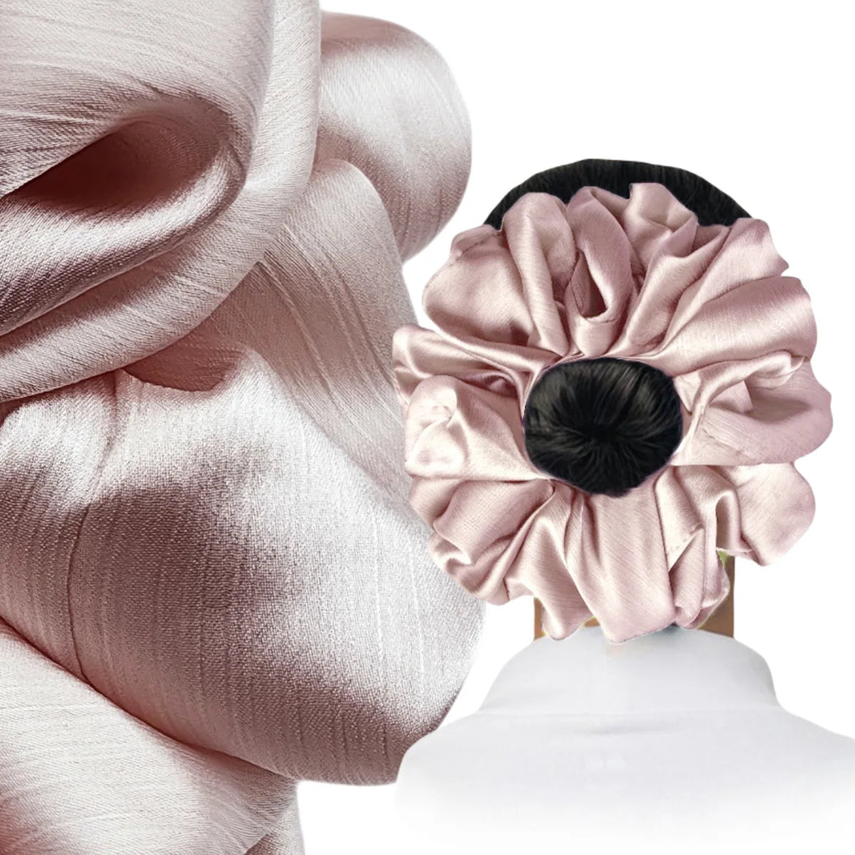 New Design Fashion Hair Accessories Oversize Malaysia Muslim Women Hijab Scrunchies Solid Crinkle Satin Elastic Hair Accessory