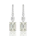 Top End Quality 8*11mm Emerald Cut 8A G Color White Zirconia Diamond 925 Silver Hook Earring