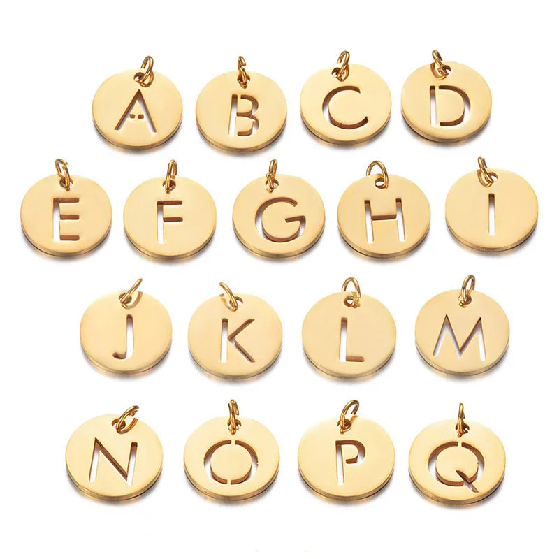 Stainless Steel Letters Charms Capital Mini Alphabet Metal Gold Plated Charms DIY Bracelet Necklace Pendants for Jewelry Making