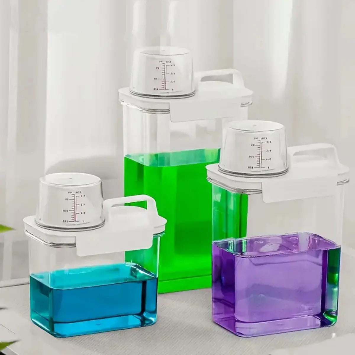 1100 1800 2300ML Multipurpose Plastic Storage Organizer for Laundry Powder Pet Food Kitchen Storage Box with Measuring Cup