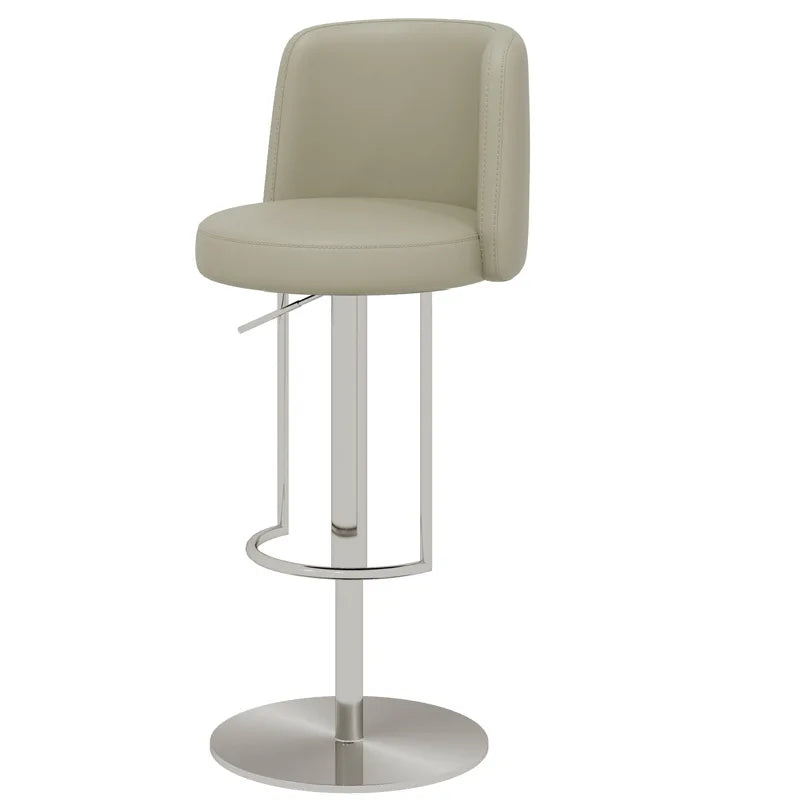 Modern Minimalist Designer Stainless Steel Bar Chair High Swivel Leather Stool for Home Bar Hotel Dining or School