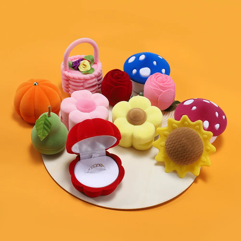 Wholesale Handbag Cake Apple Jewelry Packaging Box Shell Heart Flower Flip Jewelry Box Earrings Ring Jewelry Box