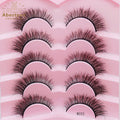 Abestyou 13mm 5d Mink False Strip Fluffy 5 Pairs Lashes Private Label Professional Black Cotton Band Manga Anime Fake Eyelashes