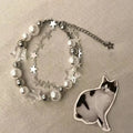 Harajuku Crystal Star Pentagram Y2K Pearl Beaded Bracelet Women Girl Vintage Aesthetic Charm Double Layer Bracelets Jewelry Gift