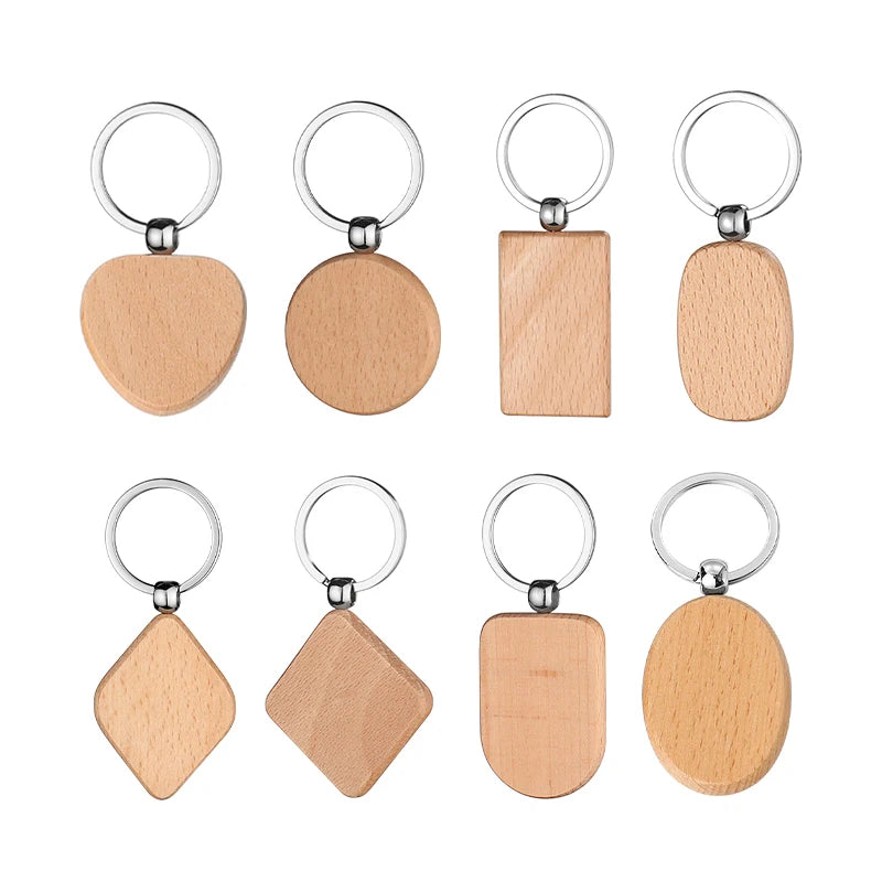 Blank Popular Wood Keychain Key Chain Custom Design Printed Engraved Name Wooden Keychain Key Tag Laser Logo Wood Keychain