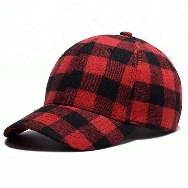 Personalized Red Black Buffalo Plaid Checked Classic Baseball Cap Adjustable Street Flannel Sporty Baseball Hats Christmas Image
