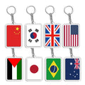 Factory Acrylic World Flag Pendant Key Chain Car Bag Accessories Sports Fan Gift Digital Printing Key Rings Chains Flag Keychain