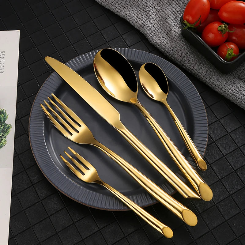 Wholesale Bulk Restaurant Cutlery Wedding Party Flatware Gold Silverware Set Dinner Spoon Fork Knife Stainless Steel Cubiertos