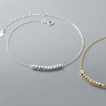 Fashion Fine Jewelry 925 Sterling Silver Geometric Solid Round square Beads Charm Gold Plated Anklets for Women