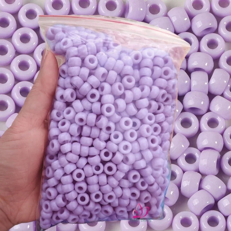 Hot-selling 1000 PCS/bag Acrylic Beads 6x9mm Big Hole Pony Beads Fashion Hair Beads Kids Bracelet Necklace Craft Accessories