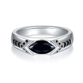 Black Marquise Cut 5x10mm Ring Rhodium Plating Wedding Moissanite Silver Rings for Man