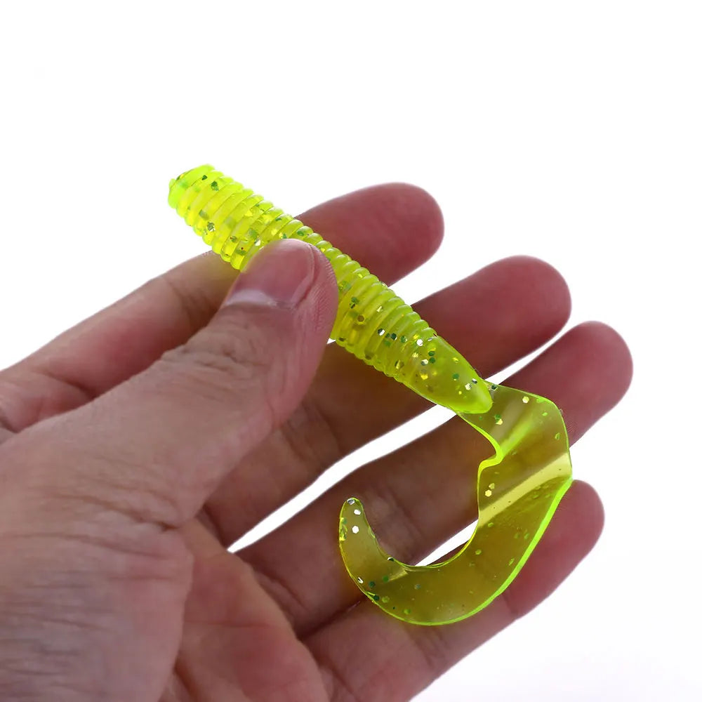 HENGJIA 5pcs/bag Soft Fishing Lure Single T-tail Lure Bait 10cm-7.7g with Hard Plastic Lure