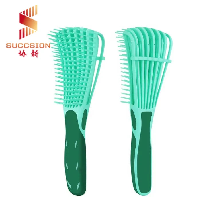 Hot Selling 8 Rows Detangling Hair Comb Detangler Brush Massage Barber Salon Logo Customize Curly Hair Brush