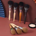 ODM OEM Customizable Premium Contour Blush Foundation Powder Beauty Tool Soft Synthetic Bristle Wood Handle Face Makeup Set