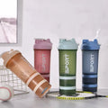 Plastic Cup Solid Color Letters Simple Three Layer Handle Sports Shaker Cup Can Print LOGO Leakproof Protein Powder Shaker Cup