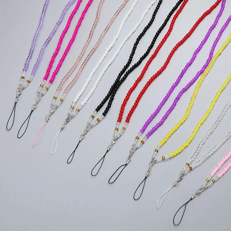 Factory Price Pearls Phone Lanyard Long Neck Strap Key Rings Keychain Holder Necklace for Mobile Phone Accessories