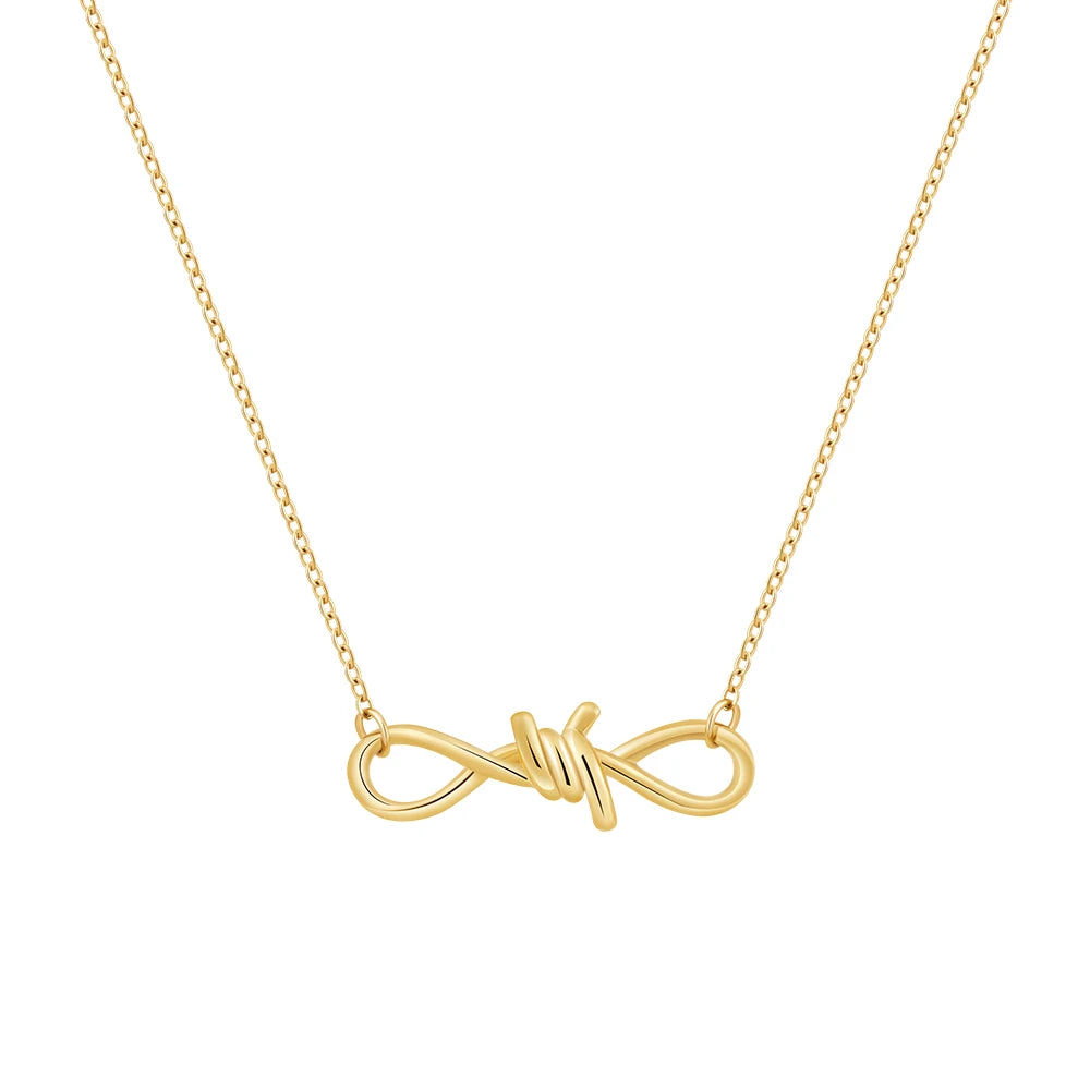 Fashion 18K Gold Plated Stainless Steel Jewelry Beads Chain Thorns Knot Pendant Waterproof Hypoallergenic Women Necklace P243471