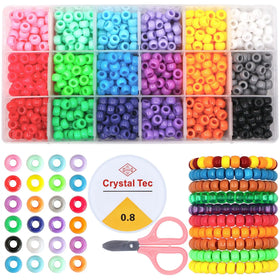 18 Colors 1170 Pcs Diy Bracelets Necklaces Keychains Pony Bead Braid Beads Hair Accessories Children Multi-Colored Pony Beads