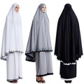 Simple Design Malaysia Turkish Jilbab Loose Comfortable 2 Piece Polyester Telekung Prayer Dress Set for Women Adults