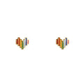 QS630 Dainty Rainbow Mini Heart Earrings 925 Sterling Silver Stud Earrings Jewelry for Girls