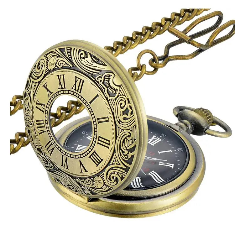 Roman Gold Design Clamshell Antique Dial Pocket Watch Men and Women Decorative Large Commemorative Retro MegaBDM