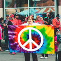 Peace Sign Tie Dye Banner Outdoor Garden Decor Porch Lightweight Banner - UV Resistant Fade