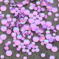 JUNAO SS6 SS8 SS10 SS12 S16 SS20 Non Hotfix Strass Half Round Nail Crystal Stones Flatback Mix Size Purple AB Glass Rhinestones