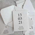 White Thick Cotton Paper Save the Date Invitation Cards With Custom Design Blink Letterpress Pattern