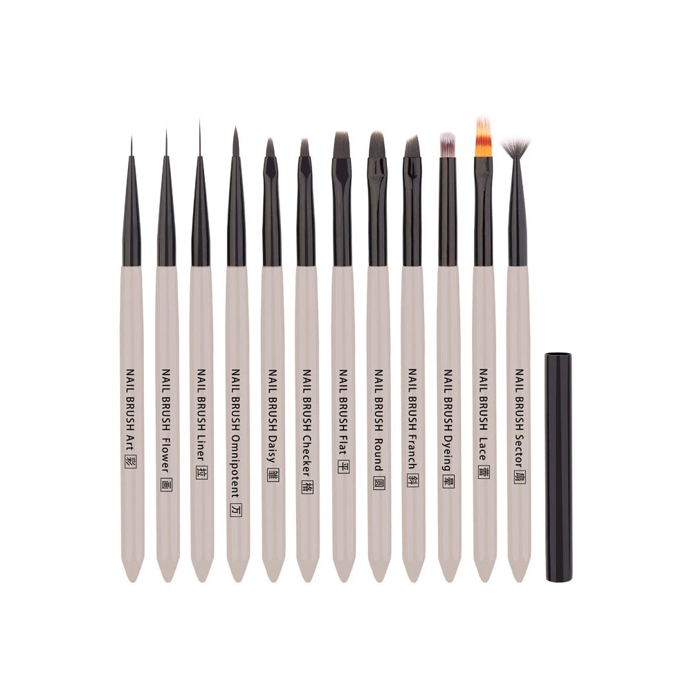 Fashionable Nylon Hair Brush Acrylic Handle Nail Liner Brushes Nail Art Tools Crimped Nail Acrylic Brush With Cover