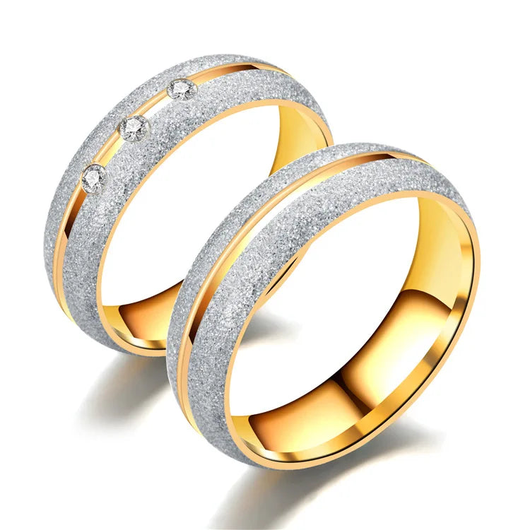 Wedding Rings for Women and Men AAA Zircon Simple Fashion Rose Gold Color Engagement Jewelry Couple Ring Lover's Gift Wholesale