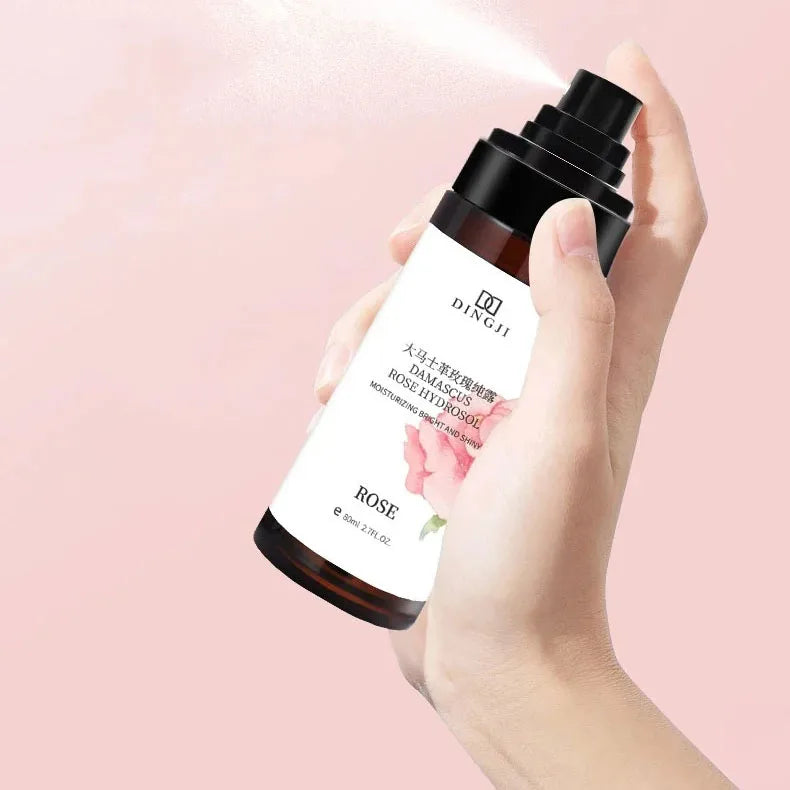 OEM DINGJI Private Label Toner Spray 80ml Rose Extract 100% Hydrosol Korean Smoothing Moisturizing Face Skin Toner Spray