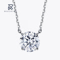 Rochime Four Prong Round Brilliant Necklace 925 Sterling Silver Rhodium Plated Cubic Zirconia Jewelry for Women