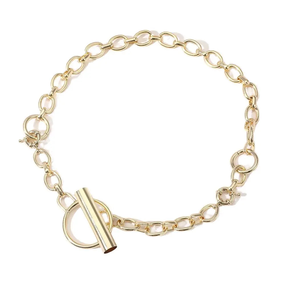 New Punk Metal Steel Chain OT Clasp Vintage Chokers Necklaces for Women Chunky Jewelry wholesale