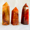 Wholesale Natural Carnelian Quartz Crystal Points Healing Wand Red Agate Crystal Point