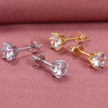 3mm 4mm 5mm 6mm 7mm 8mm CZ 6 Prongs Claws Setting 925 Sterling Silver Stud Earrings