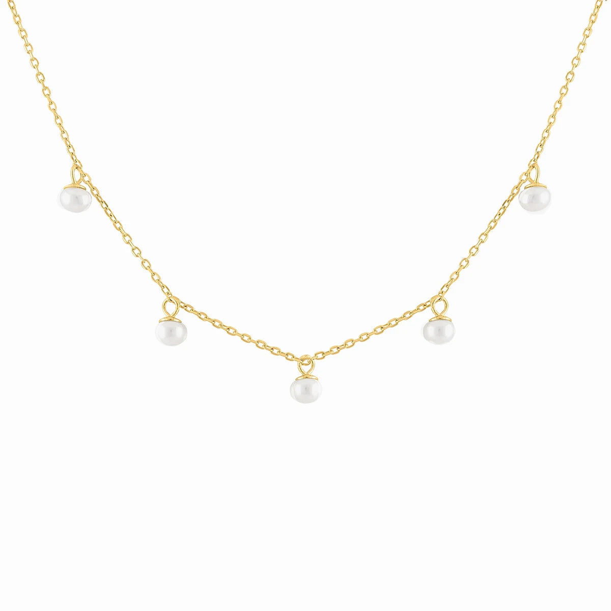 925 Sterling Silver Women Jewelry Gold Plated Pearl Chain Choker Necklace for Women Jewelry