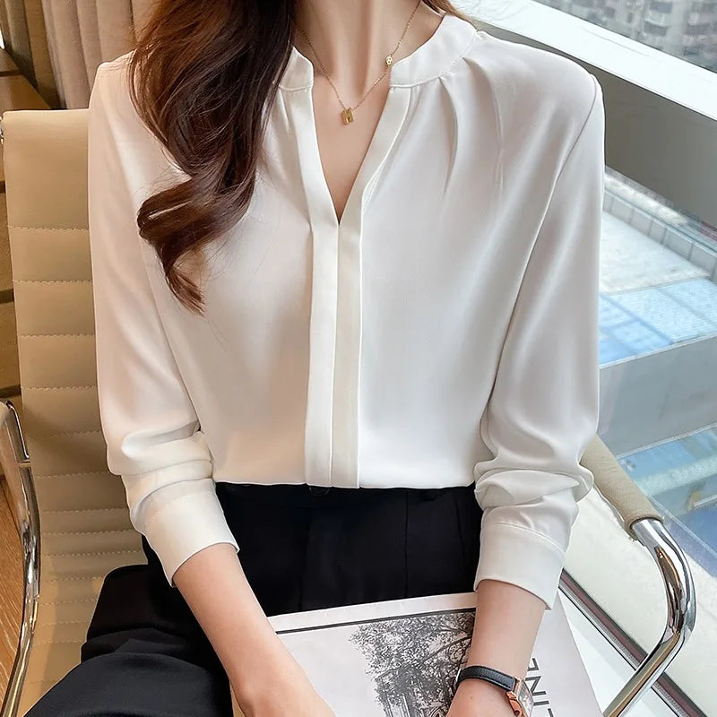 Summer Autumn Long Sleeve Chiffon Blouse Shirt Tops Women Blusas Mujer De Moda Fashion Women Blusa 8653#