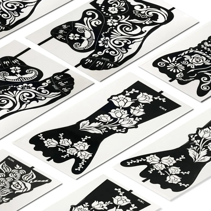 Moonlight PVC Hand & Foot Henna Stencils Sticker with 3-Layer Reusable Design for Temporary Tattoos