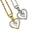 New Style 316 Stainless Steel 18k Gold Plated Heart Pendant with Heart Zircon Necklace for Women