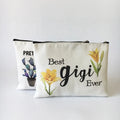 Youqu Large Plain Custom Logo Eco-friendly Preppy Style Heat Transfer Printed Polyester Canvas Zipper Closure Cosmetic Bags