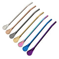 Eco-Friendly Stainless Steel Reusable Long Handle Silver Plated Filter Spoon Bombilla for Yerba Mate and Loose Leaf Tea