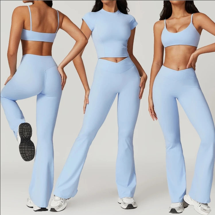 Wholesale Cross Waist Butt Lift Gym Fitness Sets Girls Eco Friendly Workout Set 2 Piece Yoga Wear Sportswear