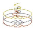 Women Fine Jewelry 925 Silver Infinity Bracelet Forever Love Micro Crystal Simple Chain Sterling Silver Infinity Bracelet