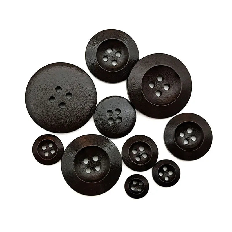Manufacture New Style 15mm 11mm Natural Coconut Buttons 2 Holes 4 Holes Brown Wood Sewing Button for Shirts Jackets Bags Clothes